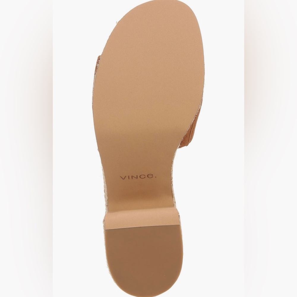 Vince Suede Slide Mule in Chestnut Brown with Natural Espadrille - Picture 6 of 16